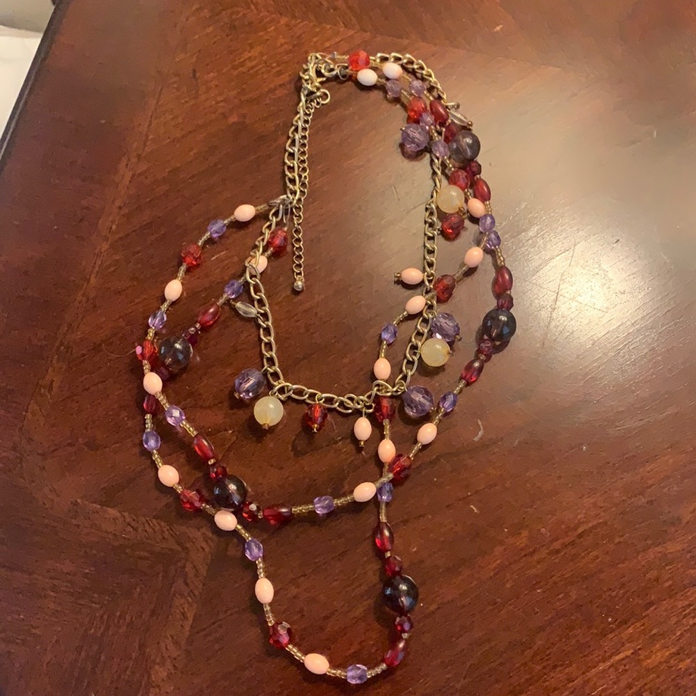 Beaded necklace with three tiers